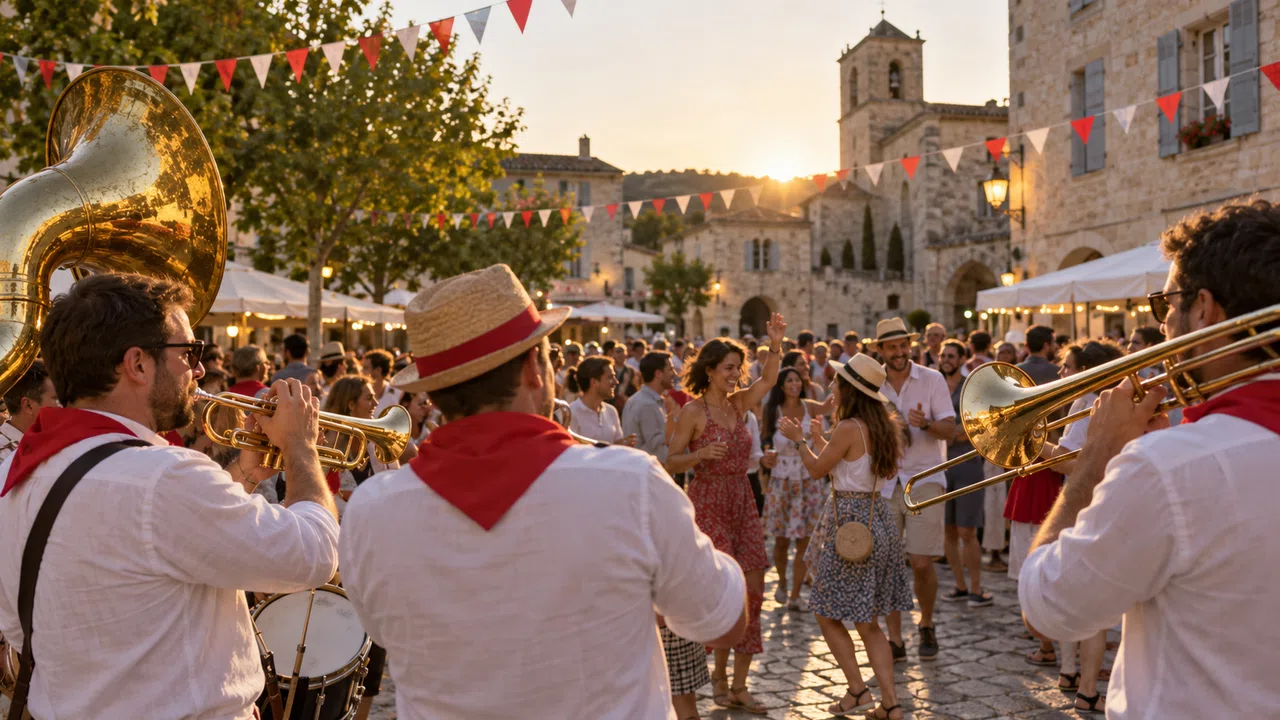 Illustration générée : French village festivals/music ; aucun lieu réel identifié