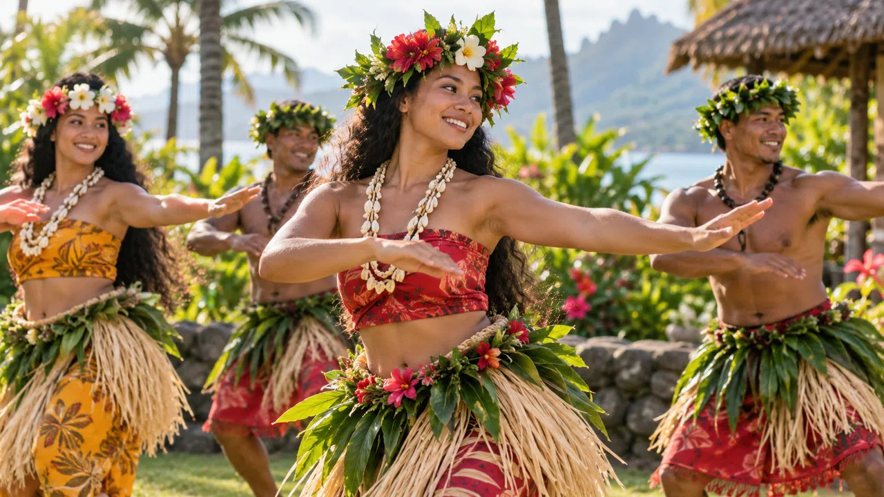 Illustration générée : Polynesian dance/culture ; aucun lieu réel identifié