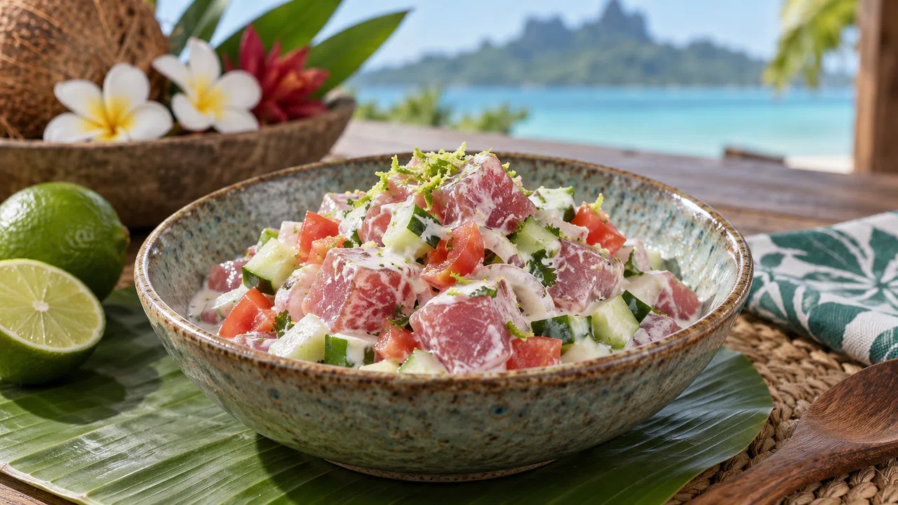 Illustration générée : Tahitian cuisine/fusion ; aucun lieu réel identifié