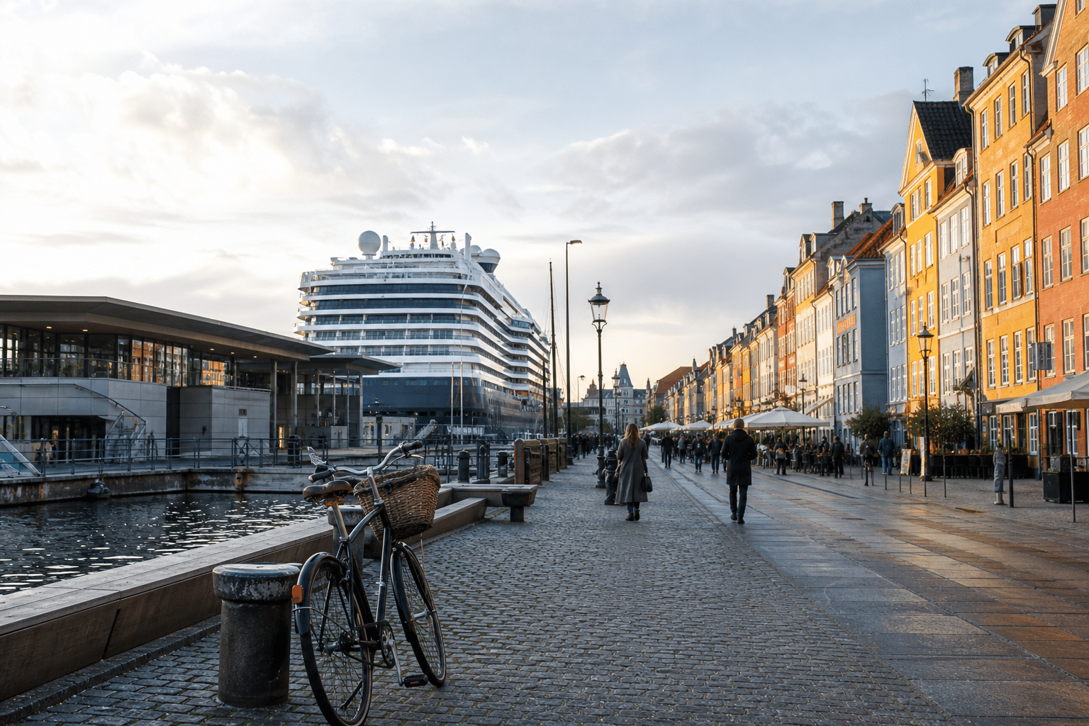 Vélo au bord du canal à Copenhague